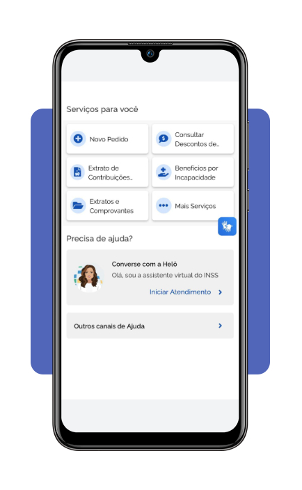 Tela inicial do app Meu INSS com opção Novo Pedido