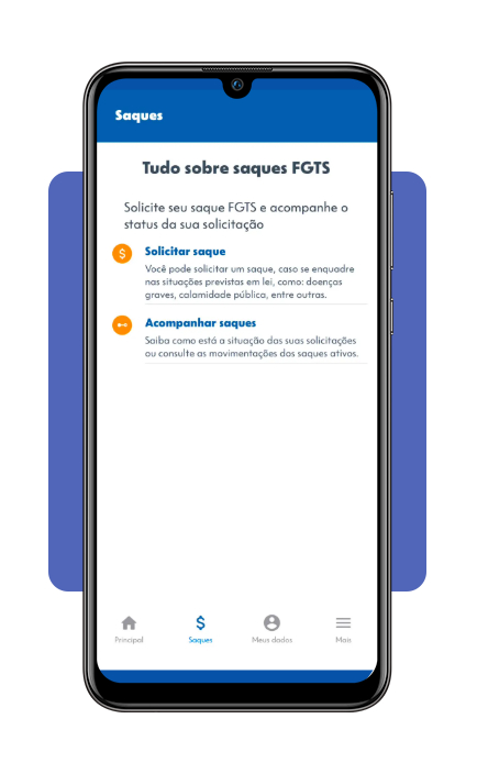 Aba Saques do app FGTS com opção de adesão ao saque-aniversário