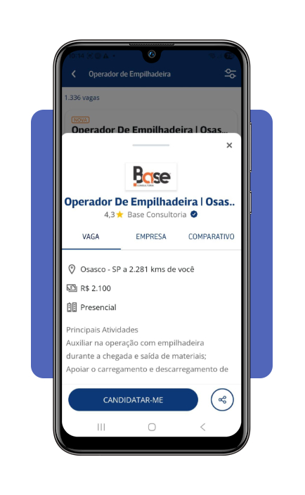 Candidatura a vaga de operador de empilhadeira no Infojobs