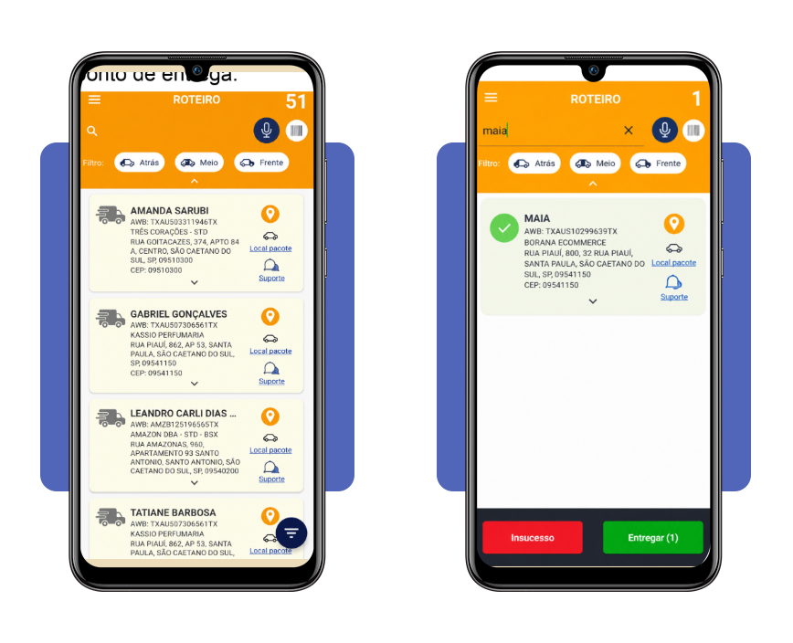 Tela inicial do aplicativo ICS Delivery com entregas disponíveis