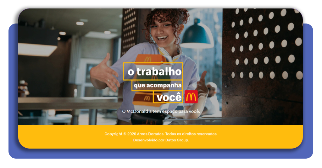 Tela do portal de vagas do McDonald's com botão de inscrição destacado