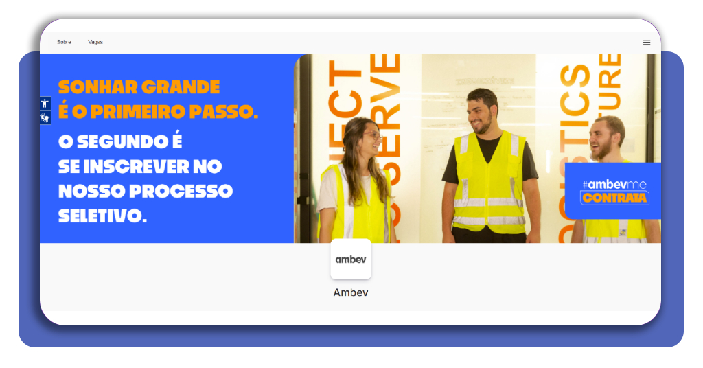 Página de carreiras da Ambev no portal Gupy