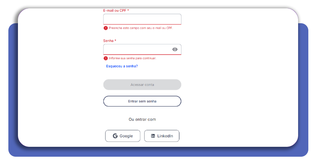 Tela de criação de conta na plataforma Gupy com opções de e-mail e conta Google