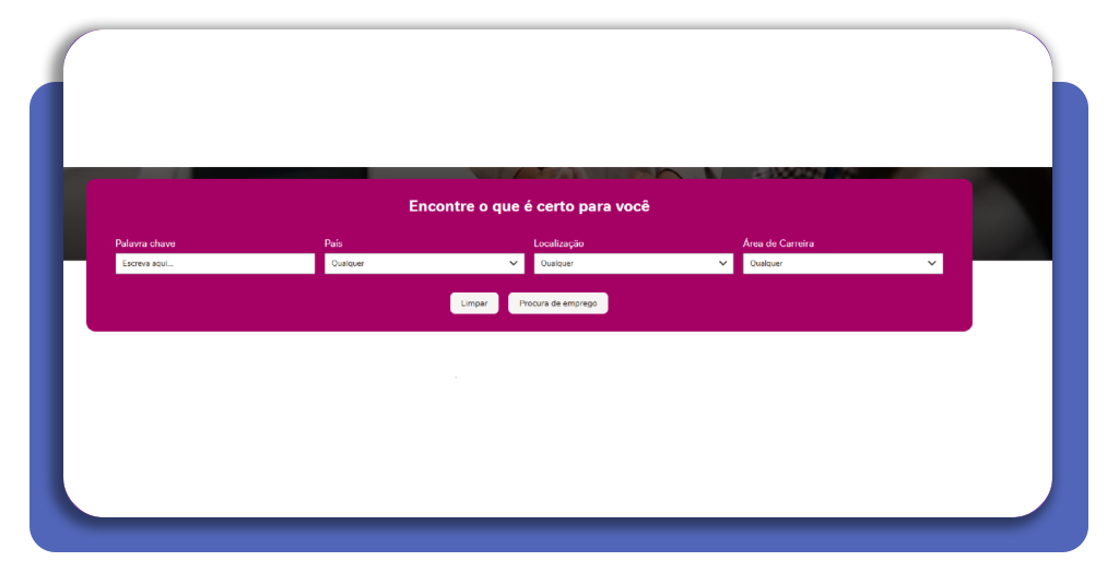 Filtros de vagas no portal de carreiras da Nestlé