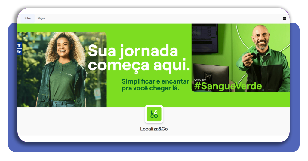 Página de carreiras da Localiza na plataforma Gupy