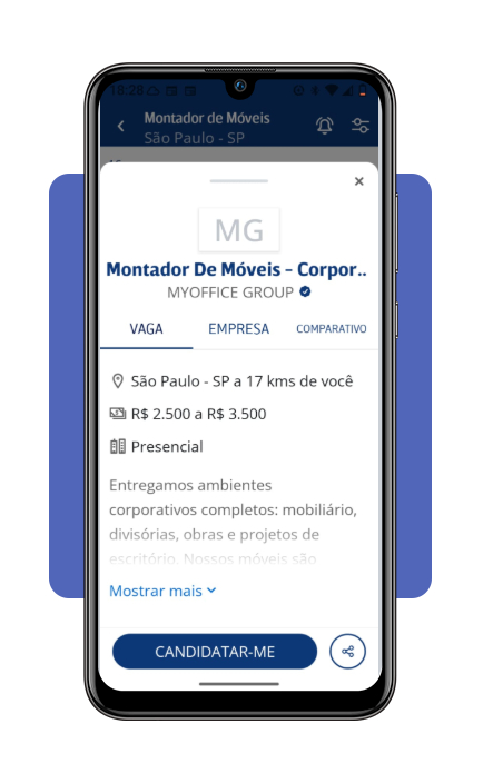 Tela de candidatura rápida no Infojobs
