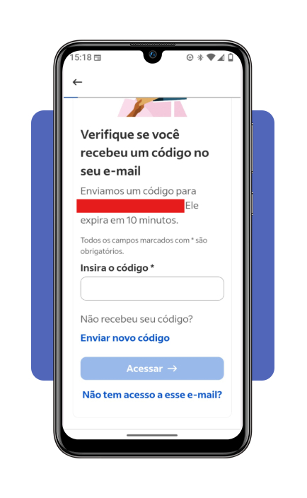 Tela de validação de identidade no aplicativo Indeed