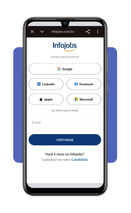 Tela de download do aplicativo InfoJobs na loja de aplicativos do celular
