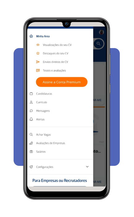 Tela de preenchimento de currículo no aplicativo InfoJobs
