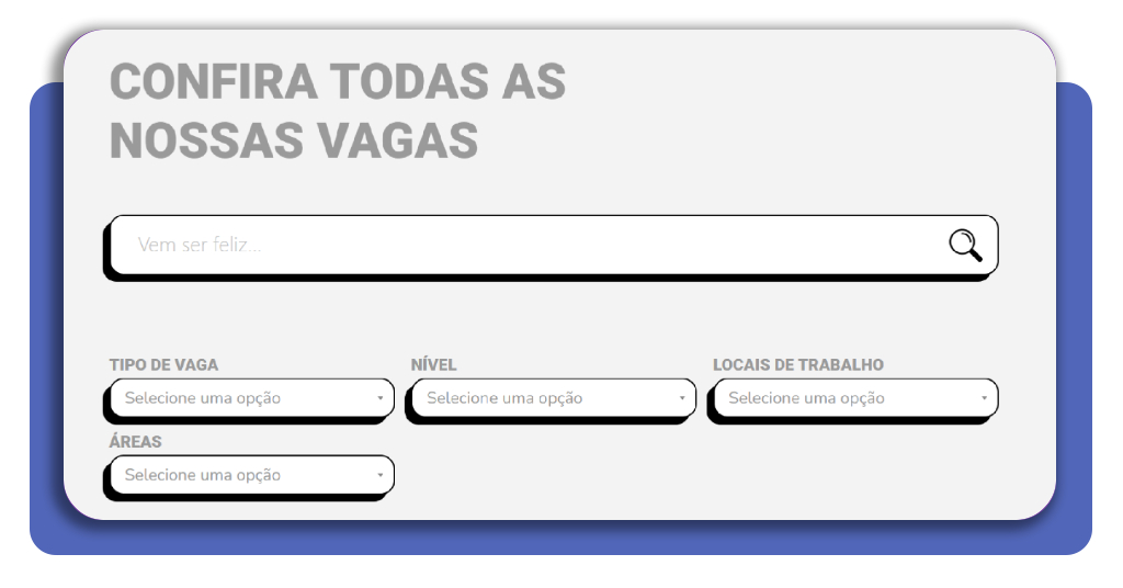 Filtros de busca de vagas no portal Magalu Carreiras