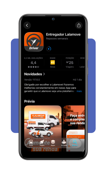 Tela de download do aplicativo Entregador Lalamove