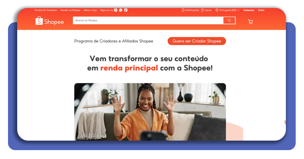 Passo 1 - Baixe o app Shopee ou acesse pelo navegador