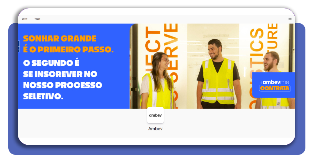 Portal de carreiras da Ambev na plataforma Gupy