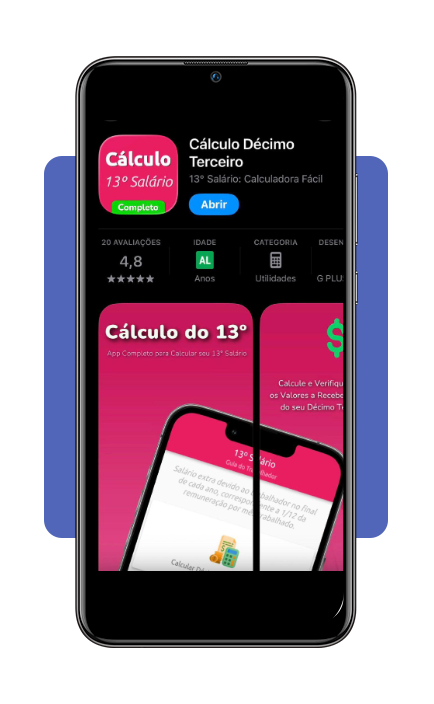 Tela inicial do app Cálculo Décimo Terceiro