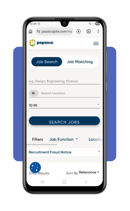 Passo 2 - pesquisar vagas de motorista no portal PepsiCo Jobs