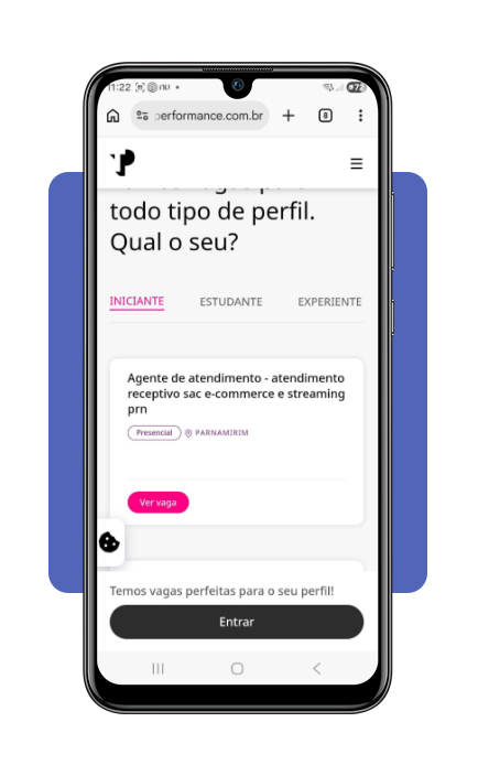 Seleção de perfil de candidato no Portal de Vagas da Teleperformance