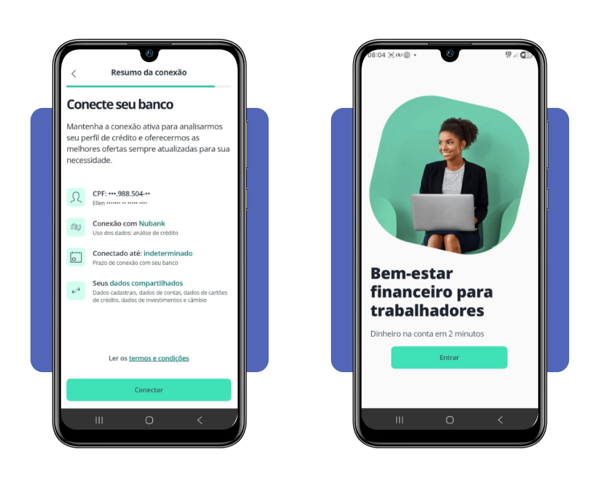 Tela inicial do app Facio para criar conta e conectar