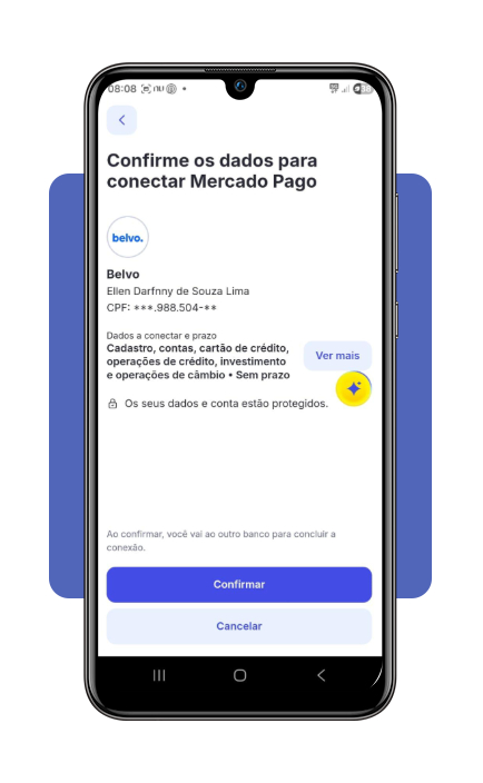 Tela de seleção do banco no app Facio