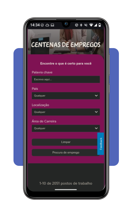 Tela de pesquisa de vagas no site oficial da Nestlé