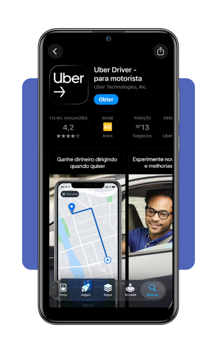 Tela de download do Uber Driver na loja de aplicativos