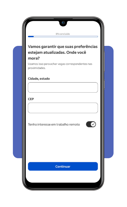 Tela de criação de currículo no aplicativo Indeed