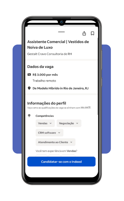 Tela de ativação de alerta de vagas no Indeed