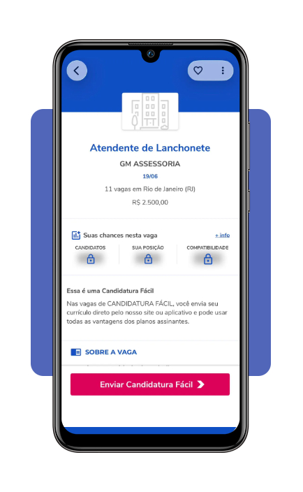 Tela de configuração de alerta de vagas no aplicativo Catho